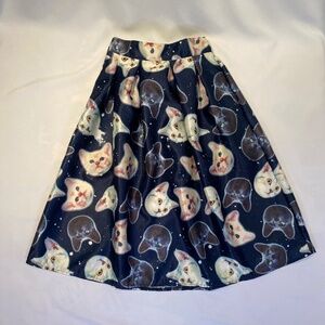Persun Retro High Waisted Space Cats Women’s Skirt, Size 24” True Waist, XS